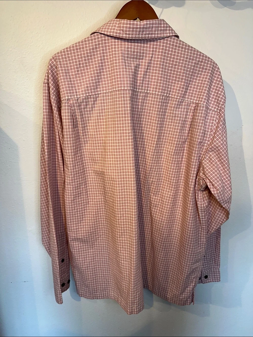 Patagonia Pink and White Check Long-Sleeve Button Shirt